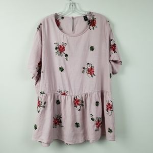 Plus Size Bohemian Embroidered Top Size 3X Floral